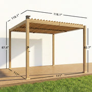 Outsunny 10' x 10' Steel Louvered Pergola with Solar LED Lighting and Drainage Gutters