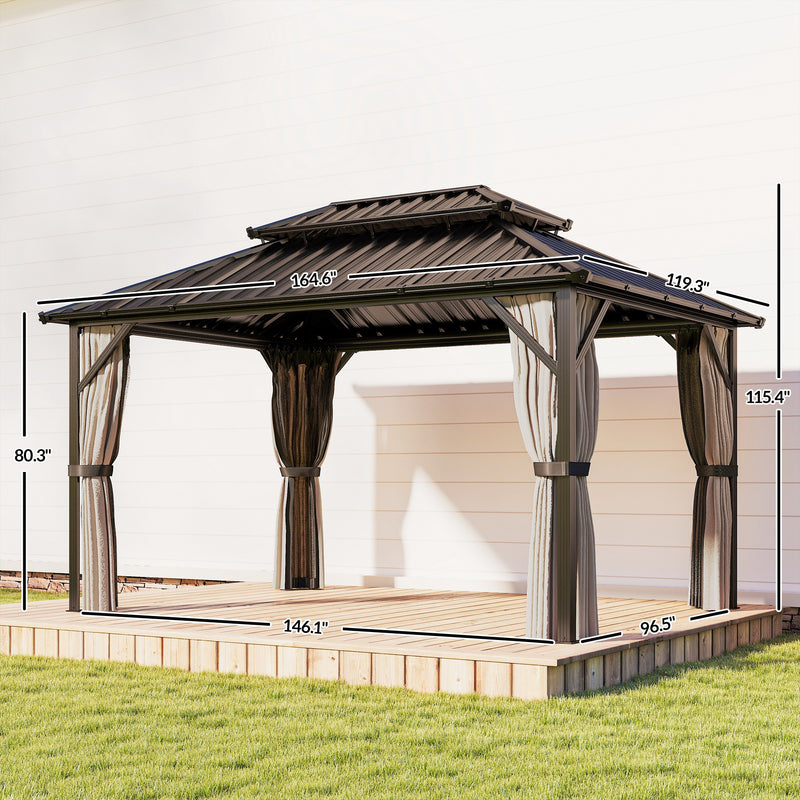Outsunny 10' x 14' Aluminum Hardtop Gazebo with Double Galvanized Steel Roof