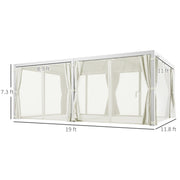 Outsunny 12' x 19' Aluminum Louvered Pergola with Adjustable Roof, Curtains and Netting