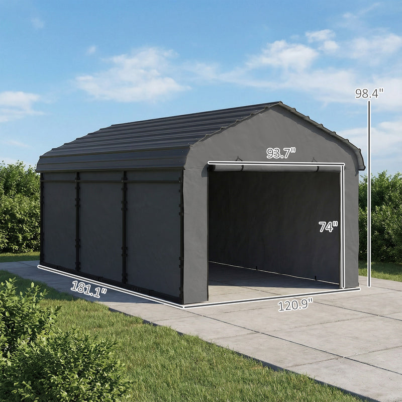 Outsunny Metal Carport with Galvanized Steel Roof and Removable Sidewalls