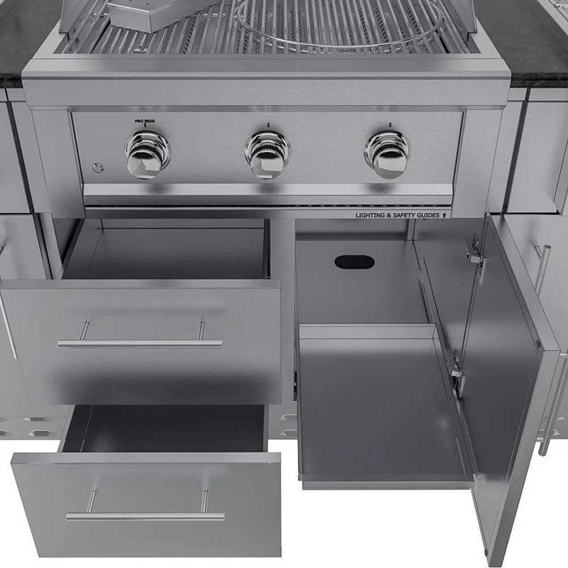 Sunstone THE CAPRICE - open drawers and cabinets under the grill