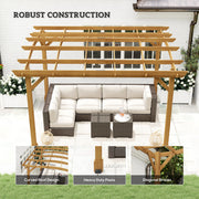 Outsunny 10' x 12' Fir Wood Pergola with Arched Grape Trellis Roof