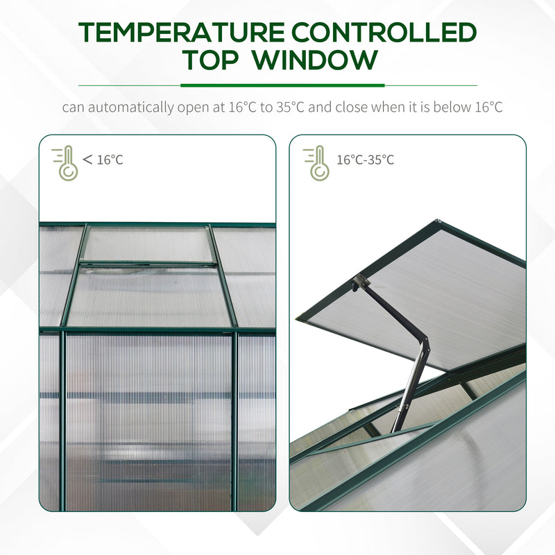 Outsunny 8' x 6' Aluminum Greenhouse with Polycarbonate Panels and Roof Vent