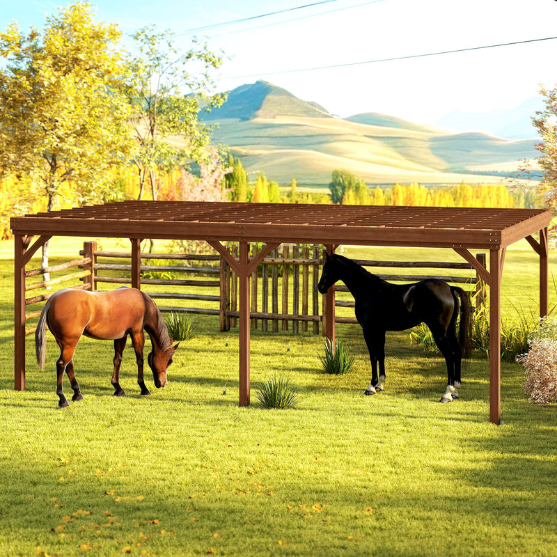 Outsunny 12' x 20' Fir Wood Pergola with Grape Trellis and Concrete Anchors