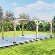 Outsunny 10' x 20' Fir Wood Lean-To Gazebo with Galvanized Steel Sloped Roof