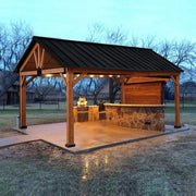 Outsunny 11' x 13' Fir Wood Hardtop Gazebo with Galvanized Steel Roof