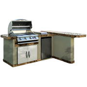 Cal Flame Malibu Q 830 L-shaped 8 ft BBQ island with side bar