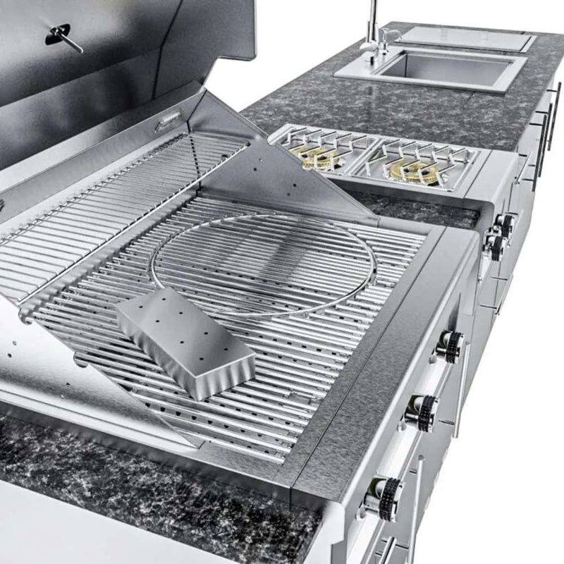 Sunstone THE MAGNOLIA - Ruby 30 inch grill with open lid and side burner