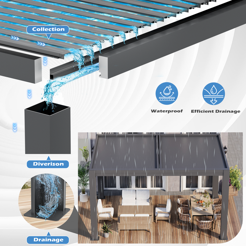Erommy 10x13 Smart Electric Pergola column detail