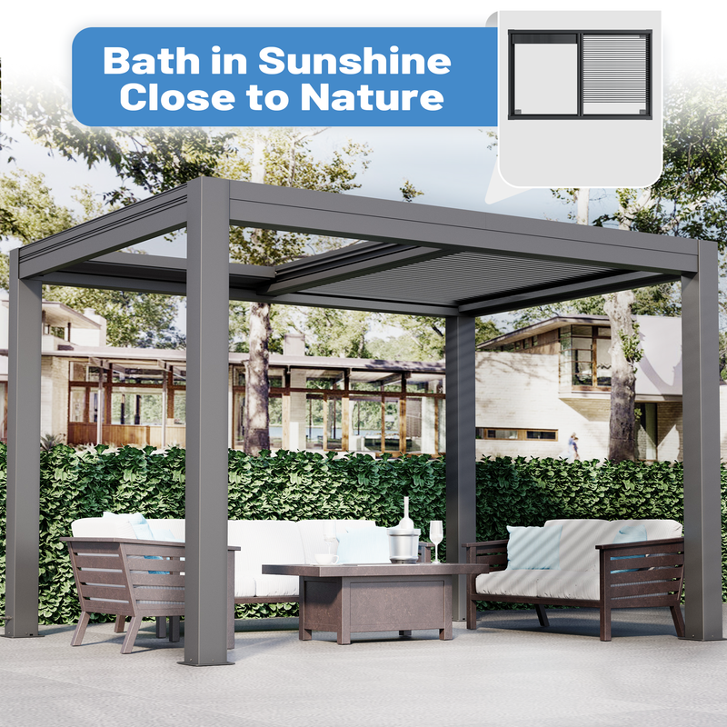 Erommy 10x13 Smart Electric Pergola louver detail
