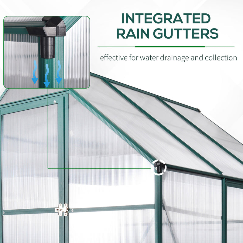 Outsunny 8' x 6' Aluminum Greenhouse with Polycarbonate Panels and Roof Vent
