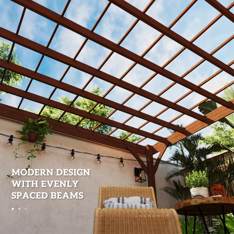 Outsunny 12' x 20' Fir Wood Pergola with Grape Trellis and Concrete Anchors