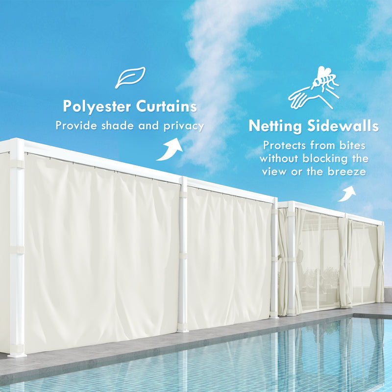 Outsunny 12' x 19' Aluminum Louvered Pergola with Adjustable Roof, Curtains and Netting