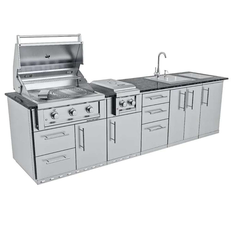 Sunstone THE MAGNOLIA - full view with grill, side burner, sink and storage