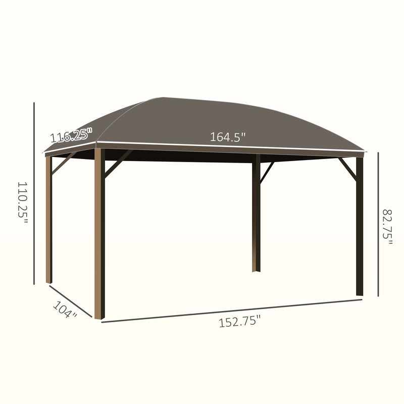Outsunny 10' x 14' Aluminum Hardtop Gazebo with Steel Roof, Curtains and Netting