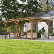 Outsunny 12' x 16' Wood Pergola with Grape Trellis for Climbing Plants