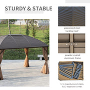 Outsunny 10' x 13' Aluminum Hardtop Gazebo with Steel Roof, Curtains and Netting