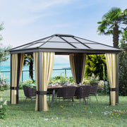 Outsunny 10' x 12' Aluminum Hardtop Gazebo with Polycarbonate Roof and Netting