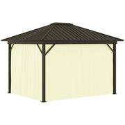 Outsunny 11.9' x 9.8' Aluminum Hardtop Gazebo with Metal Roof, Curtains and Netting