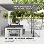 Outsunny 14.5' x 10' Aluminum Wall-Mounted Pergola with Polycarbonate UV-Blocking Roof