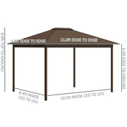 Outsunny 10' x 12' Aluminum Hardtop Gazebo with Single Metal Roof, Curtains and Netting