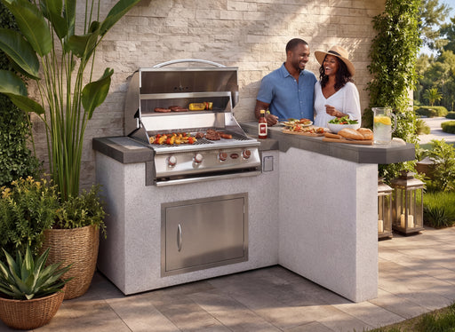 Cal Flame Maui Q 401 patio BBQ island with bar counter