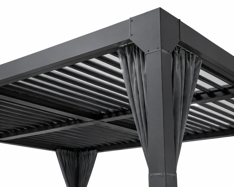 EROMMY 12x20 Freestanding Pergola with Louvered Roof – Dark Grey