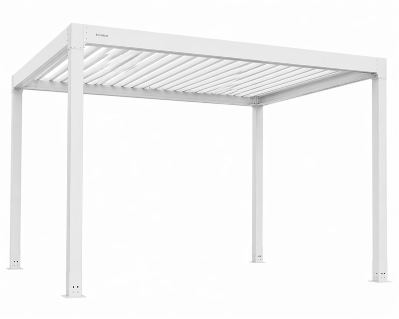 EROMMY 12x12 Aluminum Pergola with Louvered Roof – White