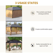 Outsunny 10' x 14' Aluminum Hardtop Gazebo with Steel Roof, Curtains and Netting
