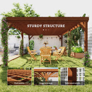 Outsunny 12' x 20' Fir Wood Pergola with Grape Trellis and Concrete Anchors