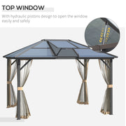 Outsunny 10' x 12' Aluminum Hardtop Gazebo with Polycarbonate Roof and Netting
