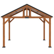 Outsunny 11' x 12' Wood Frame Hardtop Gazebo with Waterproof Asphalt Roof