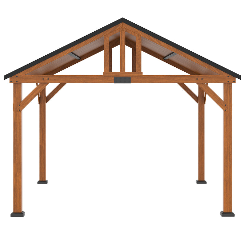 Outsunny 11' x 12' Wood Frame Hardtop Gazebo with Waterproof Asphalt Roof