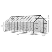 Outsunny 20' x 8' Aluminum Walk-In Greenhouse with Polycarbonate Panels and Rain Gutter