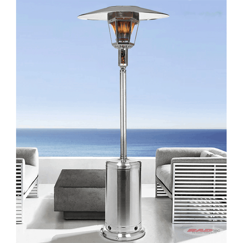 RADtec RF-SS 96" Real Flame Propane Patio Heater - Stainless Steel Finish (40,000 BTU)