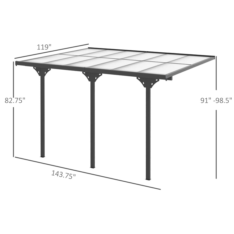 Outsunny 12' x 10' Aluminum Pergola with Polycarbonate Roof and UV Protection