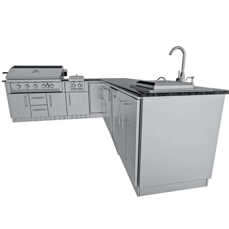 Sunstone THE RANCHER - side angle showing grill, sink and storage cabinets