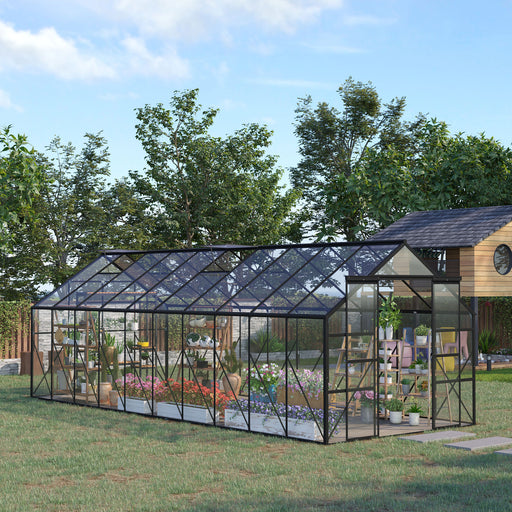 Outsunny 20' x 8' Aluminum Walk-In Greenhouse with Polycarbonate Panels and Rain Gutter