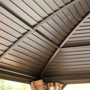 Outsunny 10' x 13' Aluminum Hardtop Gazebo with Steel Roof, Curtains and Netting