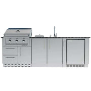 Sunstone THE BAYOU 8'6" island - product view with grill, sink and refrigerator