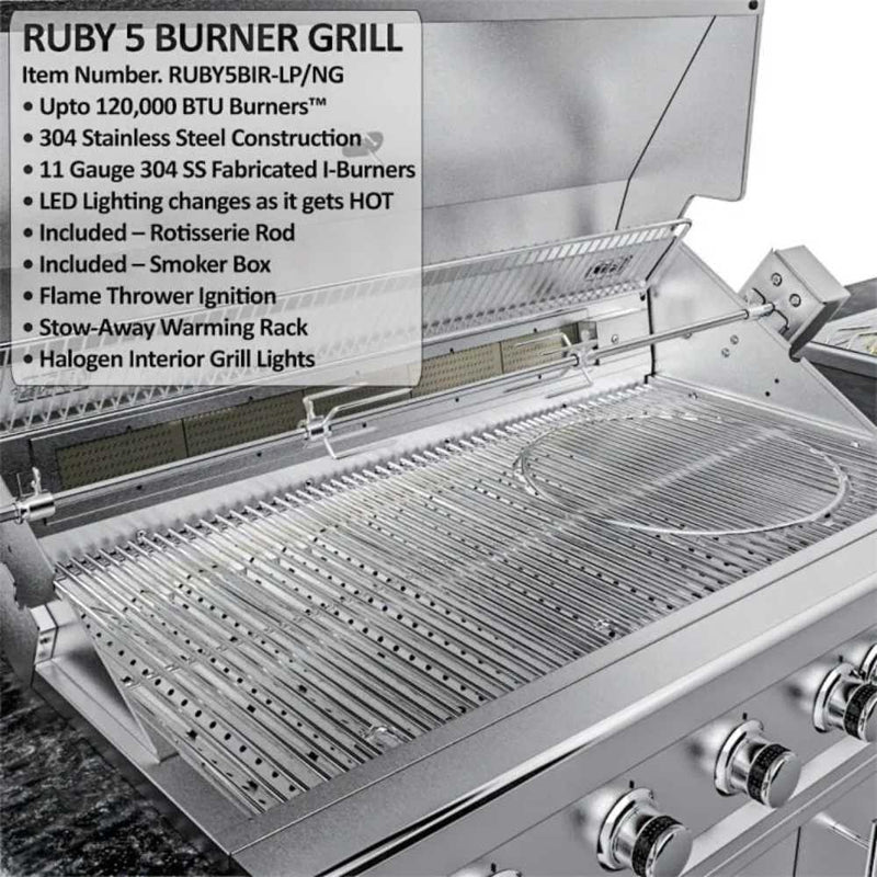 Sunstone THE HILL COUNTRY - 5-burner grill with rotisserie