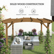 Outsunny 10' x 12' Fir Wood Pergola with Arched Grape Trellis Roof