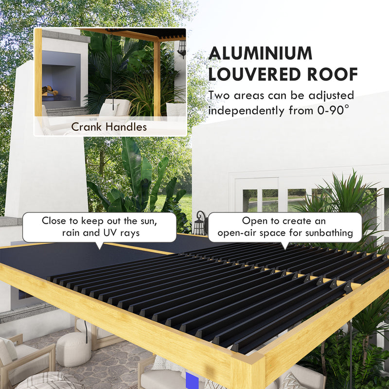 Outsunny 10' x 13' Aluminum Louvered Pergola with Adjustable Roof and Hidden Drainage