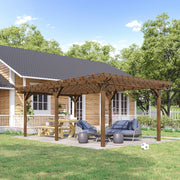 Outsunny 12' x 20' Wood Pergola with Grape Trellis for Climbing Plants