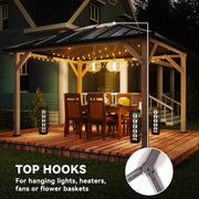 Outsunny 10' x 12' Wood-Look Hardtop Gazebo with Galvanized Steel Roof and Clear Panels
