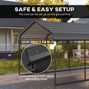 Outsunny Metal Carport with Galvanized Steel Roof and Removable Sidewalls
