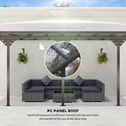 Outsunny 14.5' x 10' Aluminum Wall-Mounted Pergola with Polycarbonate UV-Blocking Roof