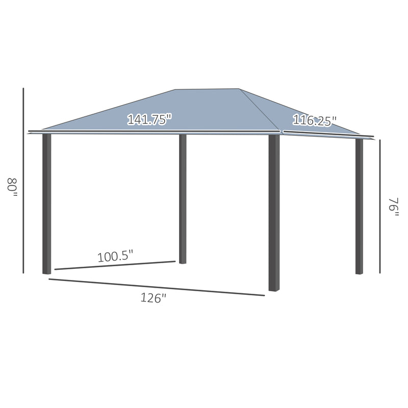 Outsunny 10' x 12' Aluminum Hardtop Gazebo with Polycarbonate Roof and Netting