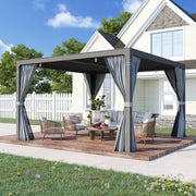Erommy 12x12 Louvered Pergola Dark Grey exterior