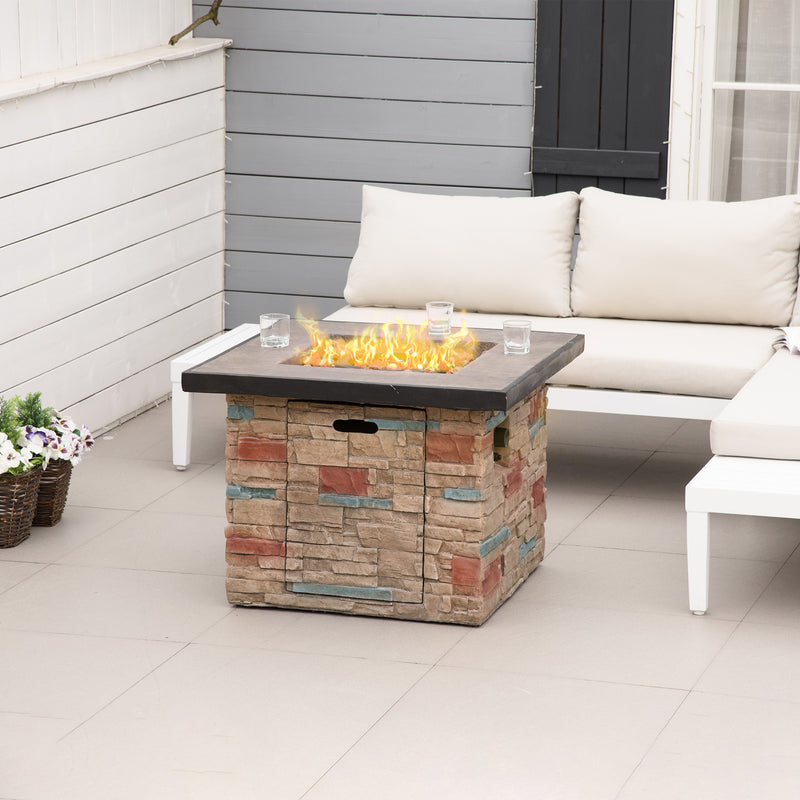 Outsunny 32" Propane Gas Fire Pit Table, 50,000 BTU with Auto-Ignition and Lava Rocks
